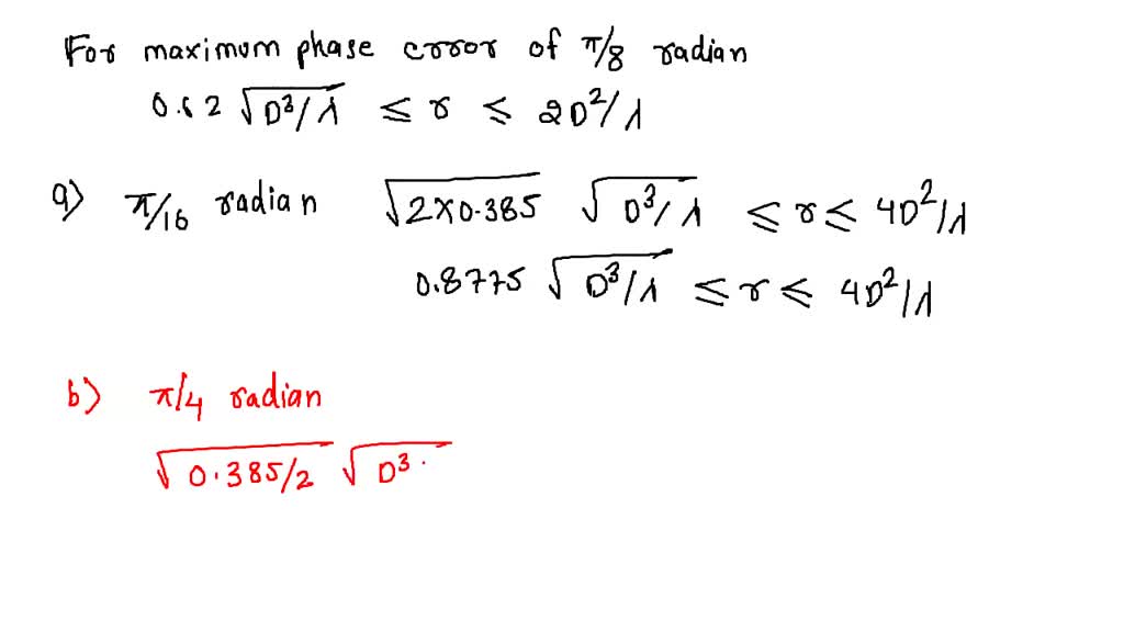 For an antenna with a maximum linear dimension D, find the inner and