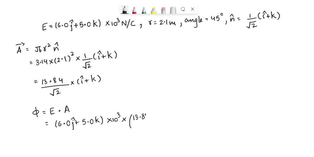 SOLVED: Consider the uniform electric field E = (6.0Äµ + 5.0k) Ã— 10^3 ...