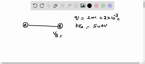 a-particle-charge-20-mc-moving-in-a-region-where-only-electric-forces-act-on-it-has-a-kinetic-energy-of-50-j-at-point-a-the-particle-subsequently-passes-through-point-b-which-has-an-electric-91453
