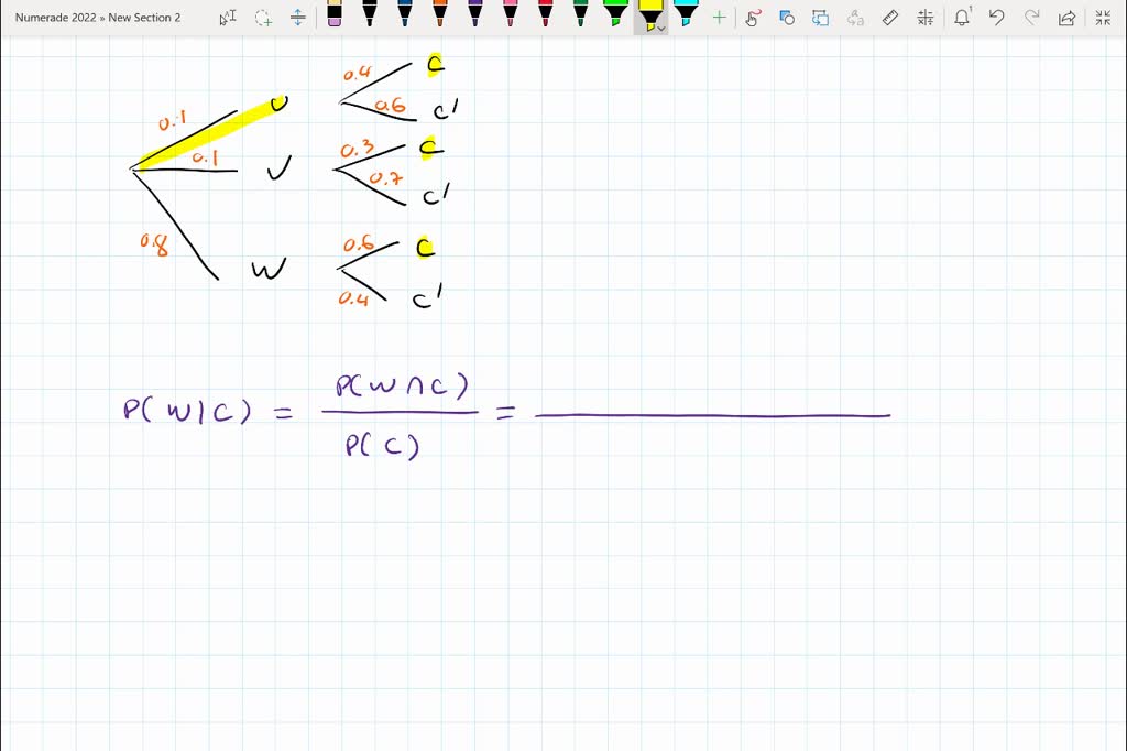 SOLVED: Find P(WIC) by referring to the tree diagram and using Bayes ...