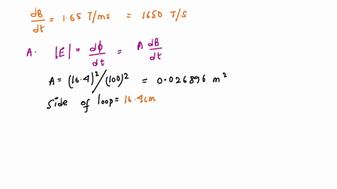 40-a-spatially-uniform-magnetic-field-points-in-the-z-direction-and-is-increasing-in-strength-at-the-rate-of-165-t-ms-find-the-a-the-induced-emf-and-b-the-current-in-a-square-conducting-loop-76145