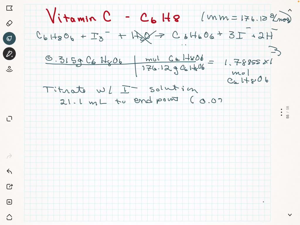 SOLVED Vitamin C (ascorbic acid, C6H8O6, 176.12 g / mol ) can be