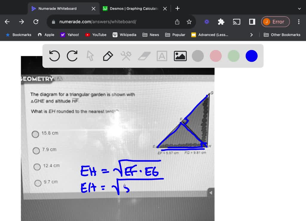 SOLVED Geometry The diagram for a triangular garden is shown with