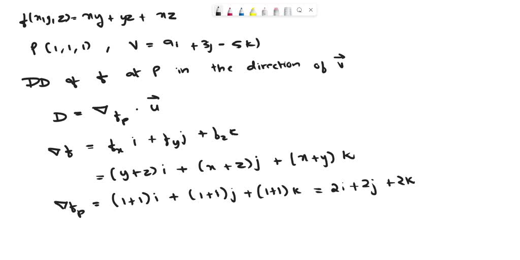 SOLVED: Find the Directional Derivative of the function Pin the ...