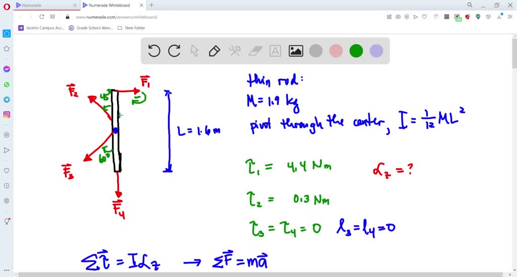 Solved A unitom rod AB of length L=900 mm and mass 4 kg is