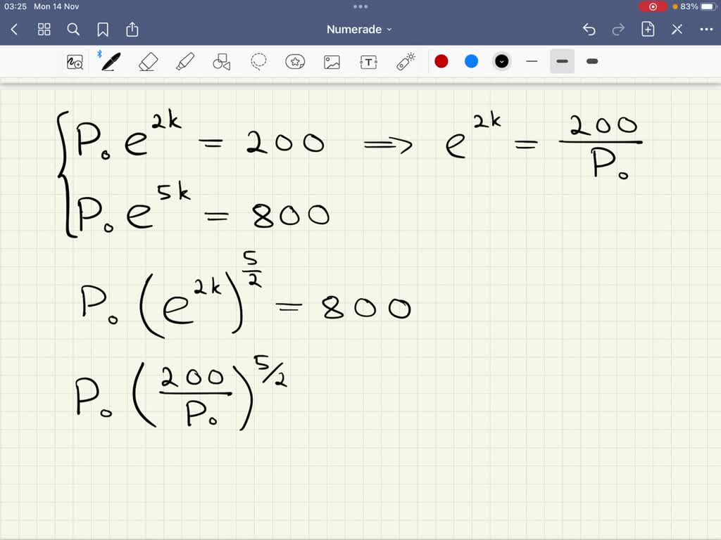 A bacterial population is known to be 200 after 2 hours and 800 after 5