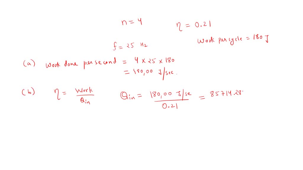 SOLVED: A four-cylinder gasoline engine has an efficiency of 0.21 and ...