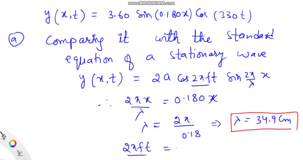 SOLVED: The wave function y(x, t) for a certain standing wave on a ...