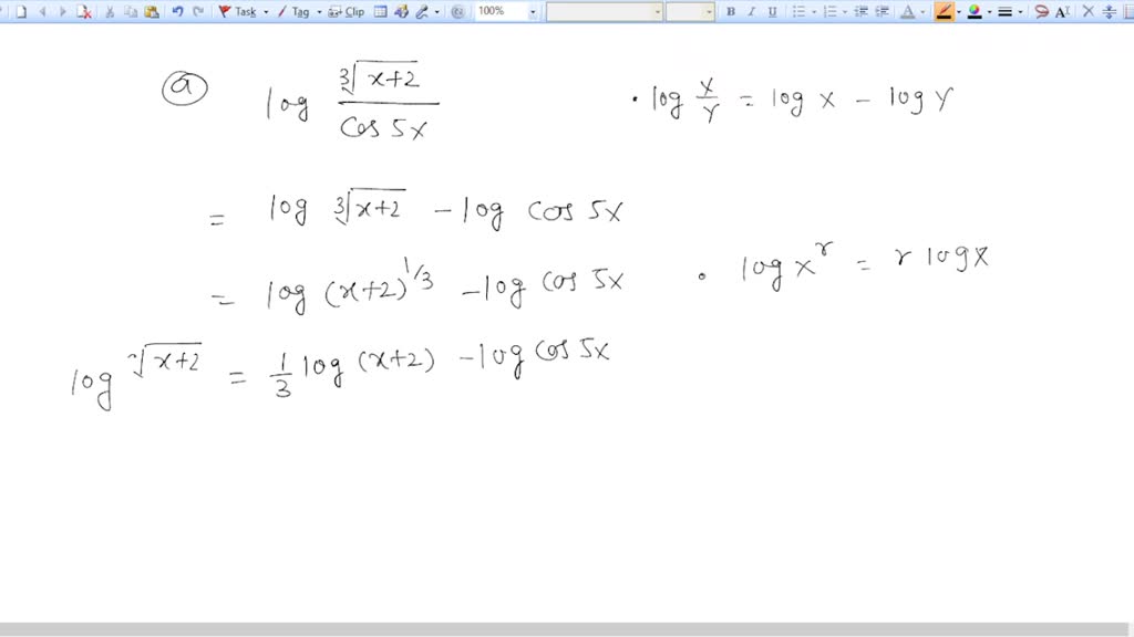 SOLVED Expand the logarithm in terms of sums, differences, and