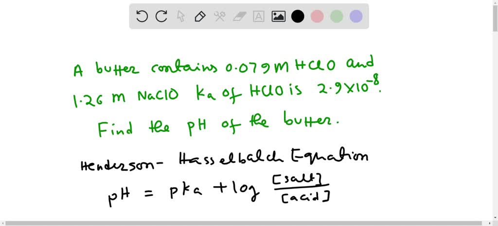 Solved Calculate The Ph Of A Hypochlorite Buffer Containing M Hclo And M Naclo