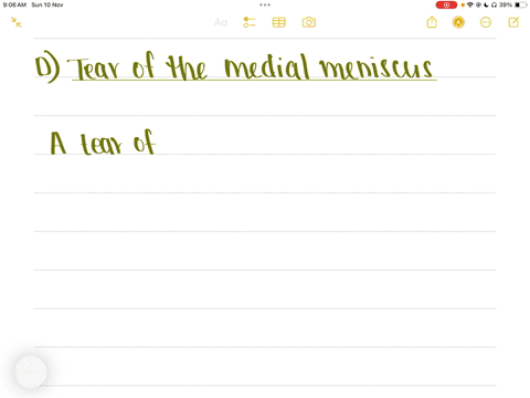 which-of-the-following-is-the-most-common-of-all-knee-injuries-a-rupture-of-the-anterior-cruciate-ligament-b-rupture-of-the-medial-collateral-ligament-c-tear-of-the-lateral-meniscus-d-tear-of-the-medi