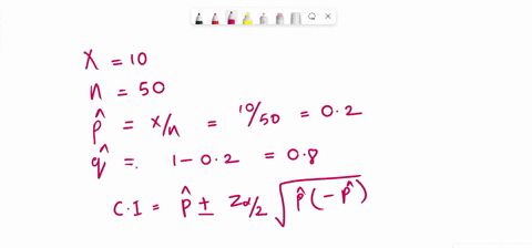 out-of-50-children-drawn-at-random-from-a-large-population-of-school-children-all-but-10-showed-need-of-dental-treatment-based-on-normal-approximation-90-confidence-interval-for-the-true-per-83325