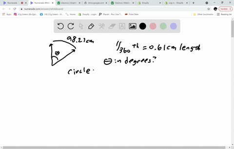 a-circle-is-centered-at-the-vertex-of-an-angle-and-the-angles-rays-subtend-an-arc-that-is-9821-cm-long-1360th-of-the-circumference-of-the-circle-is-061-cm-long-what-is-the-measure-of-this-an-16535