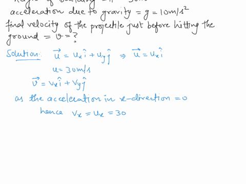 a-projectile-is-thrown-from-the-top-of-building-with-an-initial-velocity-of-30-ms-in-the-horizontal-direction_-if-the-top-of-the-building-is-30-m-above-the-ground-how-fast-will-the-projectil-13283