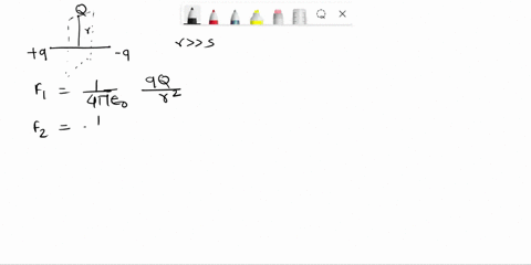 a-dipole-consists-of-two-point-chargesq-separated-by-a-distance-s-the-dipole-is-fixed-in-place-while-a-point-charge-q-is-positioned-to-sit-on-the-plane-that-bisects-the-dipole-a-distance-r-s-29542