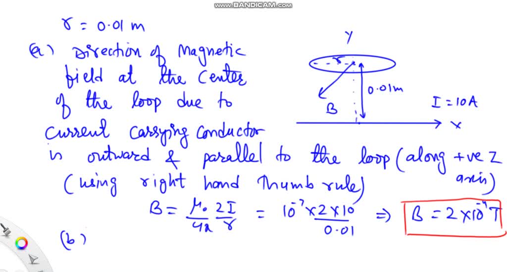 Direction Forming Loop An infinitely long wire carrying a 25-A current in the positive x ...