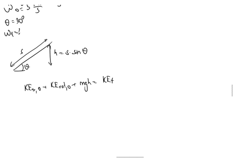 uo-the-center-o-of-the-thin-hoop-of-radius-r-07m-and-mass-m-2kg-is-given-an-angular-velocity-of-wo-3-rads-if-the-ring-rolls-down-an-incline-with-an-angle-300-without-slipping-determine-its-a-80073