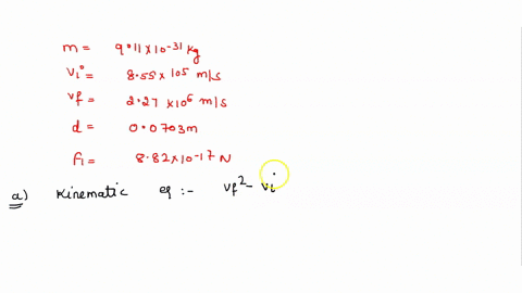 an-electron-is-a-subatomic-particle-m-911-x-10-31-kg-that-is-subject-to-electric-forces-an-electron-moving-in-the-x-direction-accelerates-from-an-initial-velocity-of-855-x-105-ms-to-a-final-16237