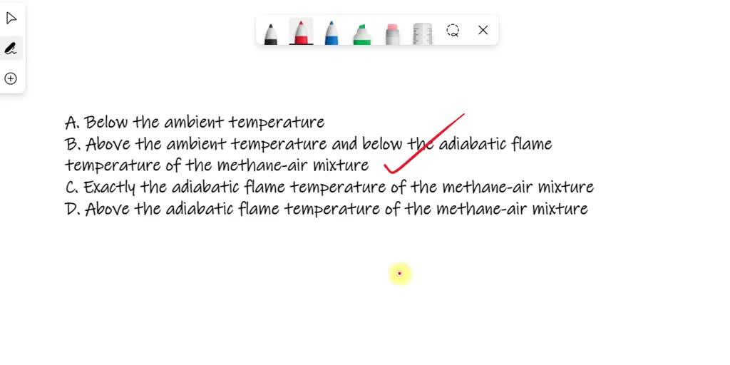 A methane tank in a room leaks, mixes with air at ambient temperature