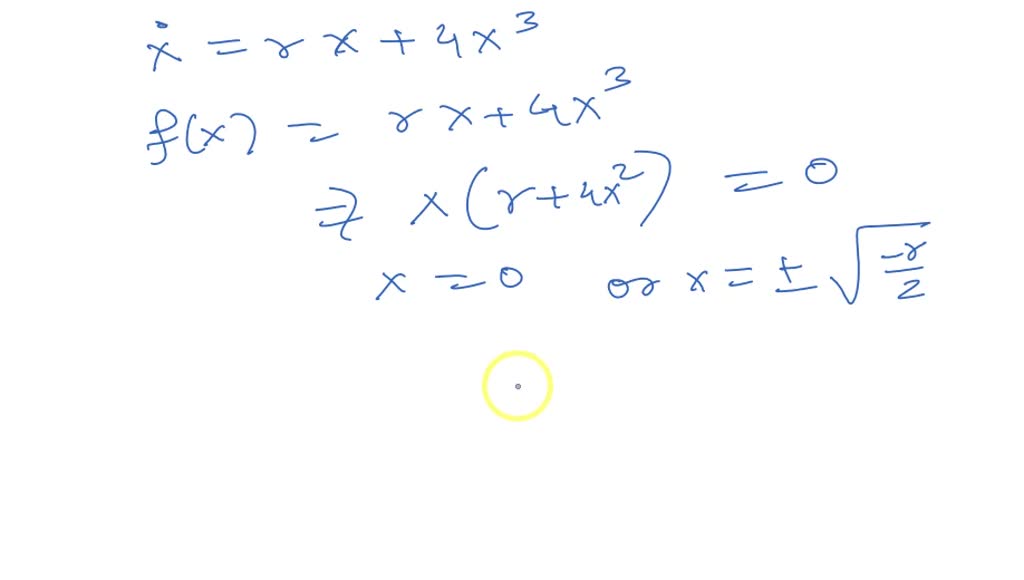 SOLVED 3.4 Pitchfork Bifurcation In the following exercises, sketch