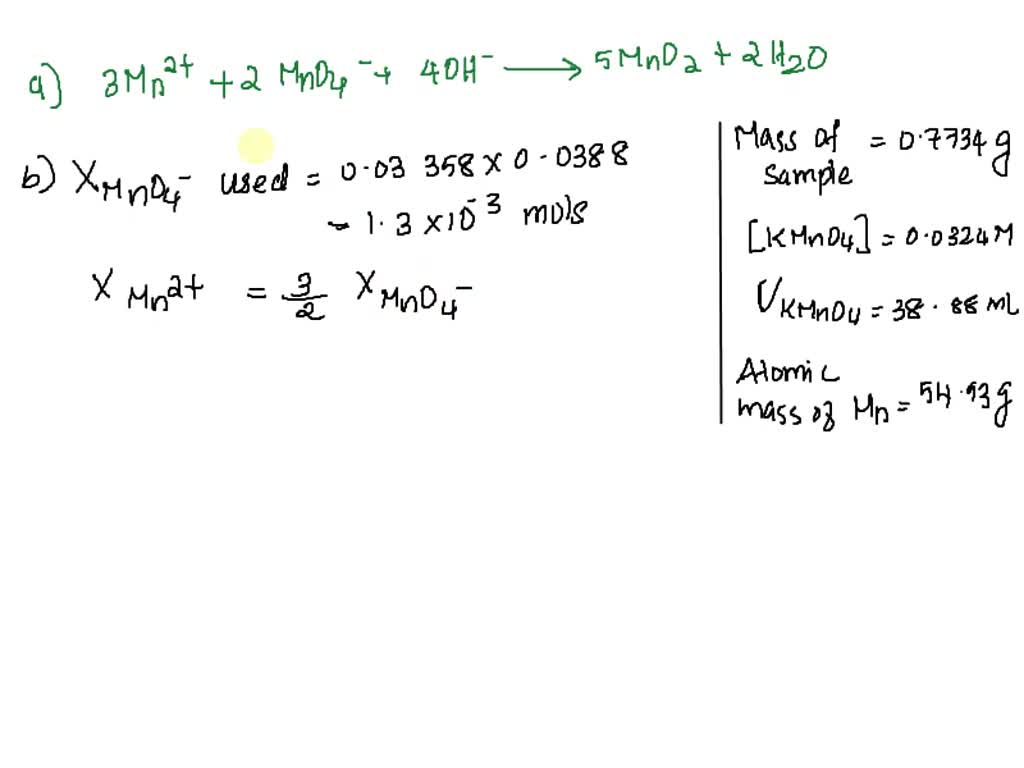 SOLVED Under basic conditions, MnO4 can be used as a titrant for the