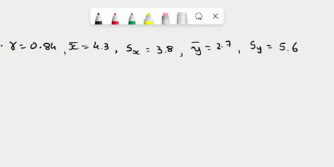 given-that-the-correlation-between-x-and-y-is-084-the-mean-and-standard-deviation-of-x-are-43-and-38-the-mean-and-the-standard-deviation-of-y-is-27-and-56-respectively-find-the-slope-for-the-98281