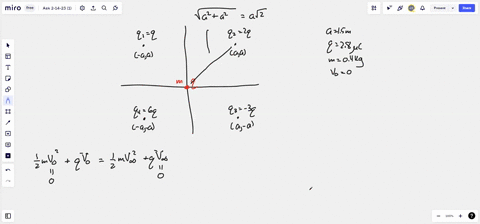four-charges-are-at-the-corners-of-a-square-centered-at-the-origin-as-follows-q-at-a-a-2q-at-a-a-3q-at-a-a-and-6q-at-a-a-a-fifth-charge-q-is-placed-at-the-origin-and-released-from-rest-find-18721