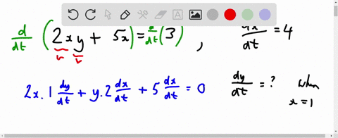 assume-that-x-and-y-are-both-differentiable-functions-of-t-given-that-2xy5x3-and-dxdt4-find-dydt-when-x-1-83371