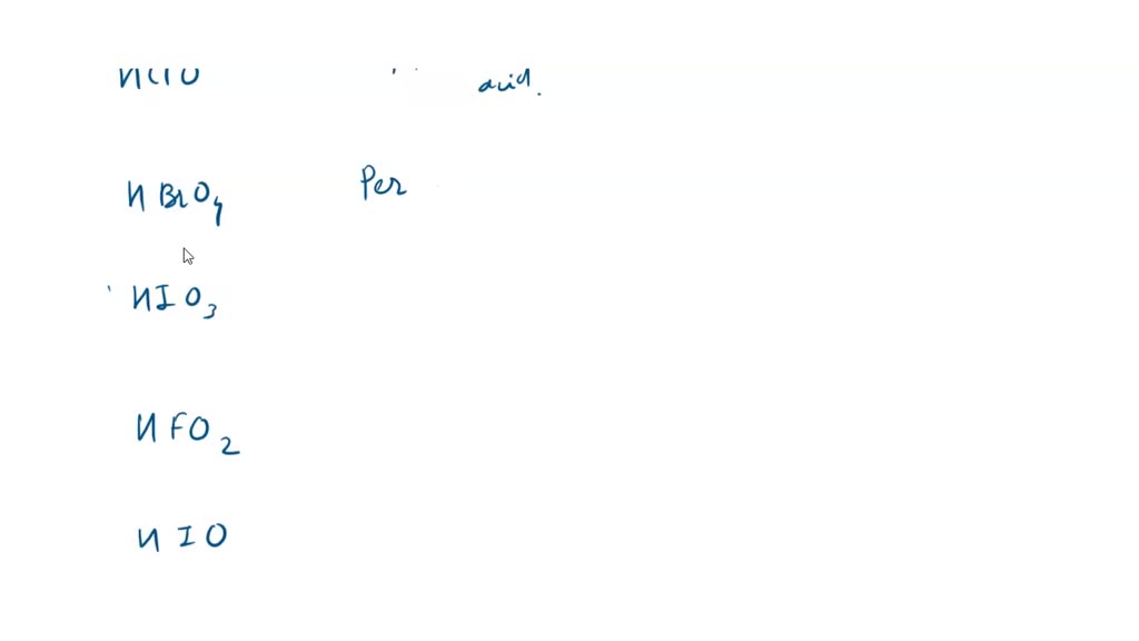 Extension Questions Model 3 Halogen Oxyacid Acid Families Acid Name of