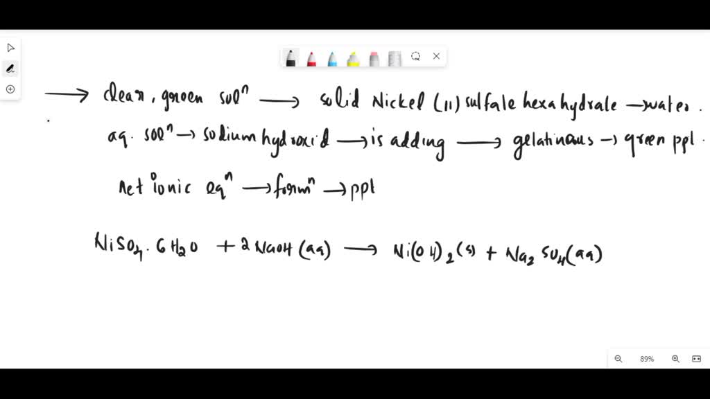 SOLVED A clear, green solution is prepared by dissolving solid nickel