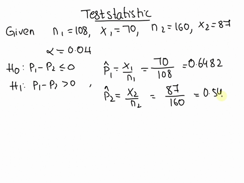 the-null-and-alternative-hypotheses-are-ho-d-0-hi-p1-pz-0-a-sample-of-108-observations-from-the-first-population-indicated-that-x1-is-70-a-sample-of-160-observations-from-the-second-populati-84554