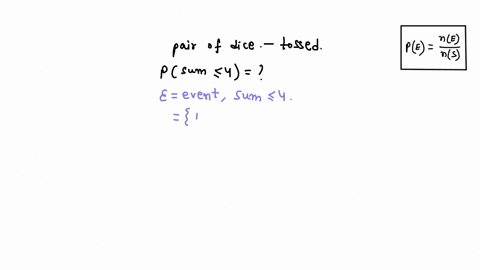 a-pair-of-dice-are-tossed-twicefind-the-probability-that-both-rolls-give-at-most-a-sum-of-4-92438