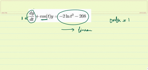 for-each-of-the-following-differential-equations-des-state-whether-the-de-is-linear-or-not-identify-its-order-dy-costy-2lnt-208-dx-2-t-1-dy-di-dt2-du2-5-sinu-7ln-u-du3-du-t-1-25116