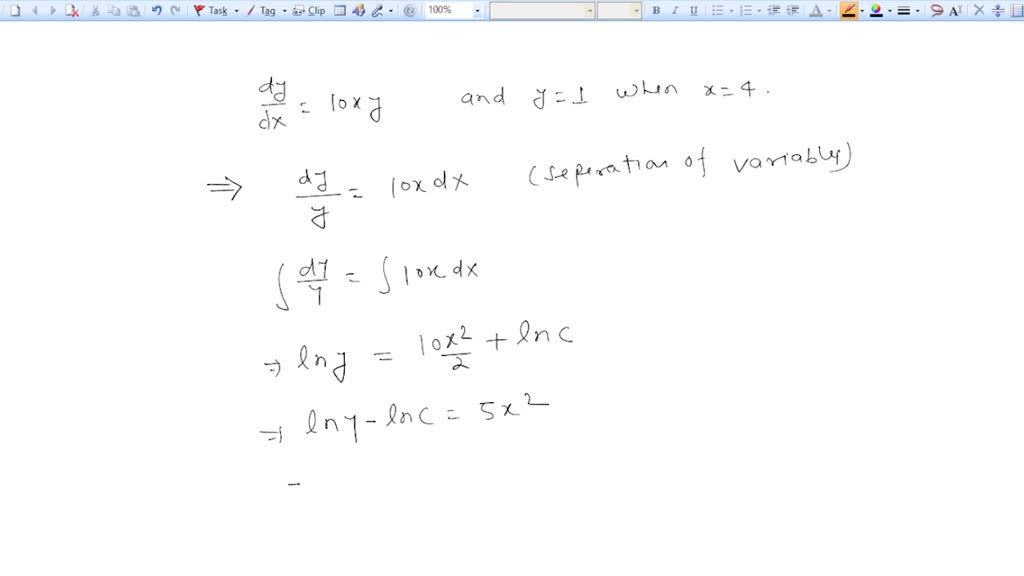 SOLVED: Solve the initial value problem given below. dy dx 10xy and y 1 ...