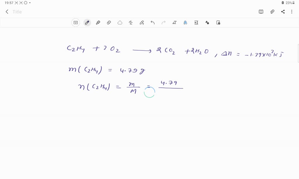 SOLVED: The combustion of ethane (C2H4) is an exothermic reaction. C2H4 ...