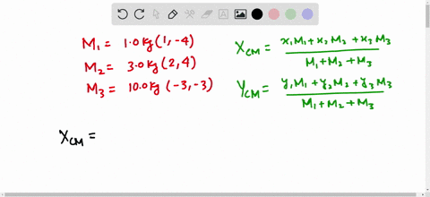 three-point-masses-are-arranged-in-an-x-y-coordinate-system-as-shown-in-figure-95-the-x-and-y-coordinates-of-each-mass-are-given-in-the-figure-what-are-the-x-y-coordinates-of-the-center-of-m-22072