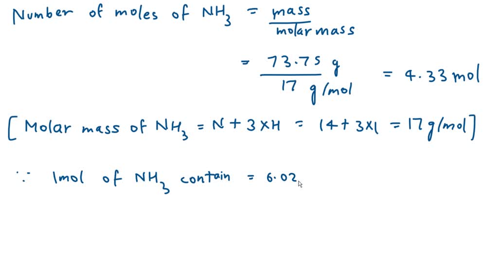 SOLVED: 85 G Of Ammonia Gas (NH3) Is Kept At Calculate The, 60% OFF