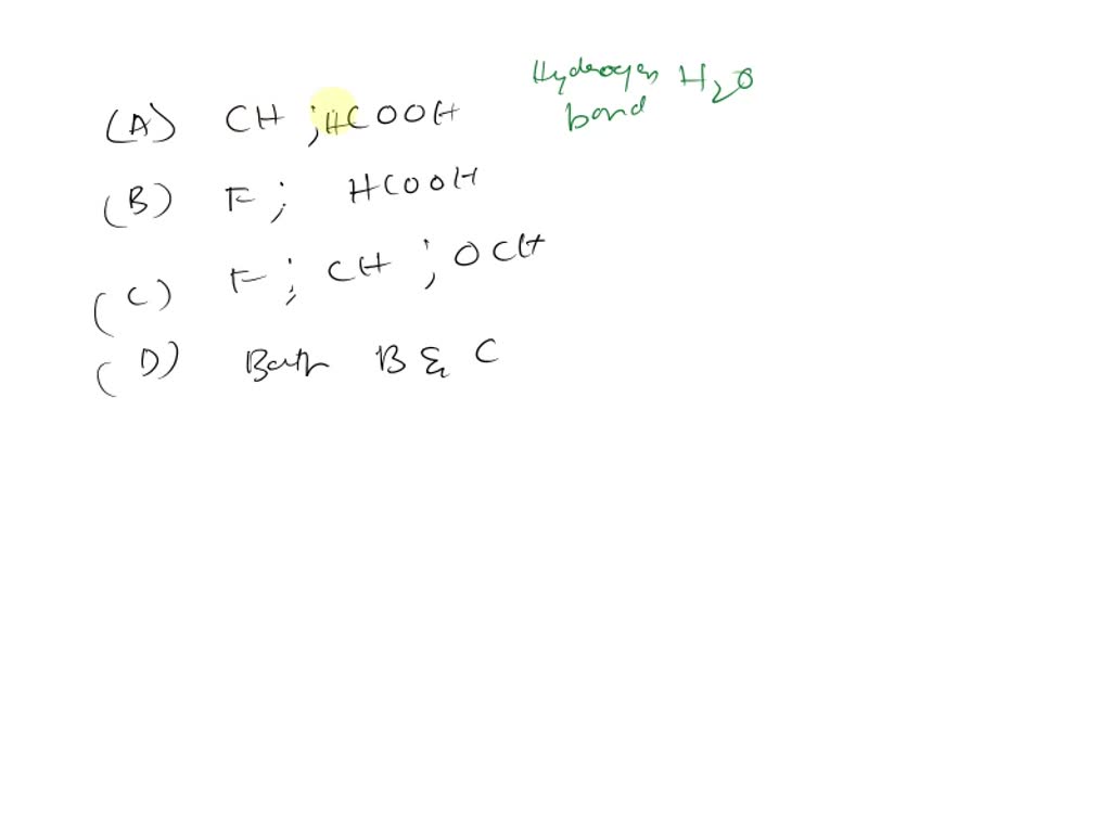SOLVED: Pick the correct pair of species that can form hydrogen bond ...