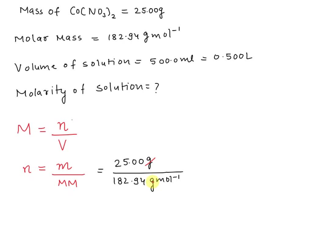 Solved: Use The Concept Of Molarity To Calculate The Molarity Of A 