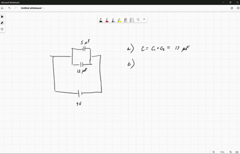 two-capacitors-c1-500-f-and-c2-120-mf-are-connected-in-parallel-and-the-resulting-combination-is-connected-to-a-900-v-battery-find-a-the-equivalent-capacitance-of-the-combination-b-the-poten-80616
