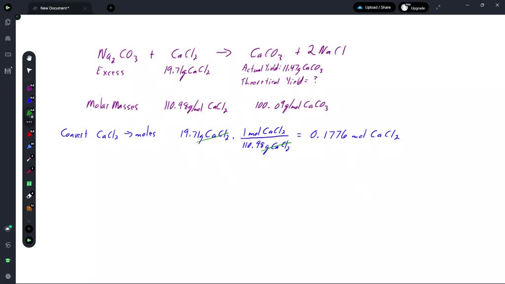 SOLVED the calculation of expected grams of calcium carbonate (CaCO3