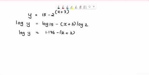 use-logarithms-to-find-the-x-intercept-of-the-graph-of-the-given-function-y15-23-the-x-intercept-occurs-atx-round-to-two-decimal-places-as-needed-95683