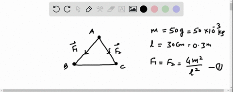 three-identical-50-kg-balls-are-held-at-the-corners-of-an-equilateral-triangle-30-cm-on-each-side-if-one-of-the-balls-is-released-what-is-the-magnitude-of-its-initial-acceleration-if-the-onl-99723