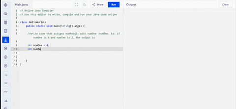 write-code-that-assigns-numresult-with-numone-numtwo-ex-if-numone-is-4-and-numtwo-is-2-the-output-is