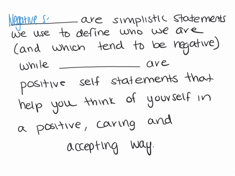 are-simplistic-statements-we-use-to-define-who-we-are-and-which-tend-to-be-negative-while-__________-are-positive-self-statements-that-help-you-think-of-yourself-in-a-positive-caring-and-accepting-way