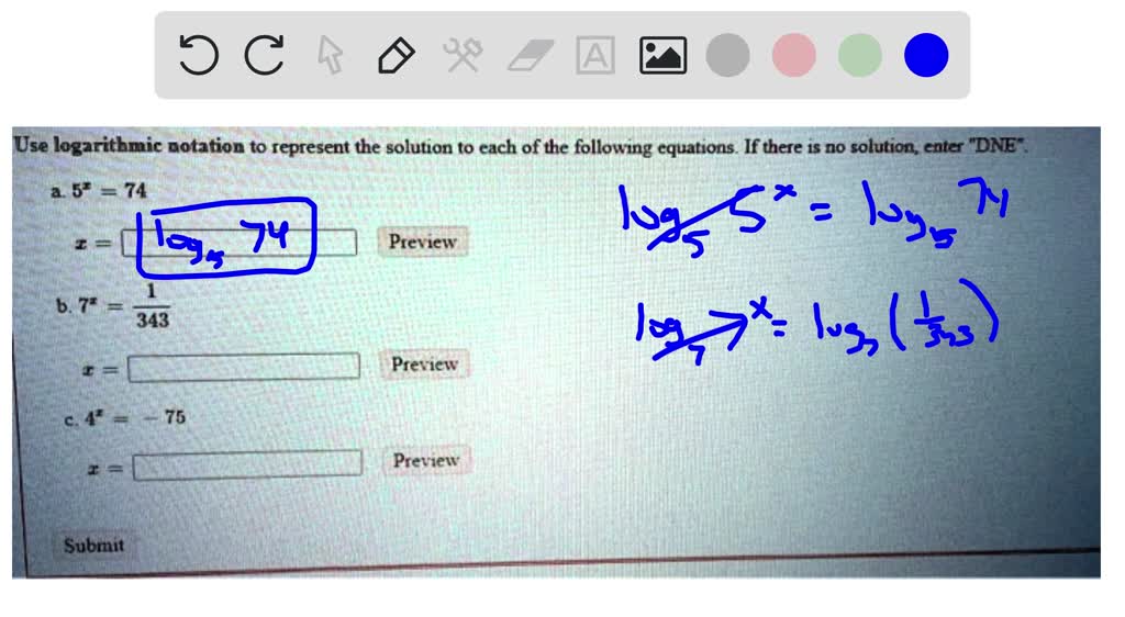 SOLVED: Exercise: Determine if x=64 is a solution to the logarithmic ...