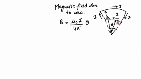 a-loop-of-wire-was-bent-into-the-shape-shown-below-two-arcs-connected-by-radial-wires-if-the-angle-is-in-units-of-radians-what-is-the-magnitude-and-the-direction-of-the-magnetic-field-at-point-c
