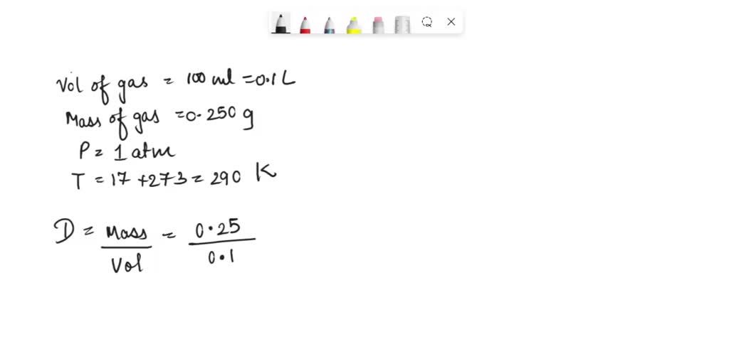 SOLVED A 100.0mL flask contains 0.250 g of a volatile oxide of