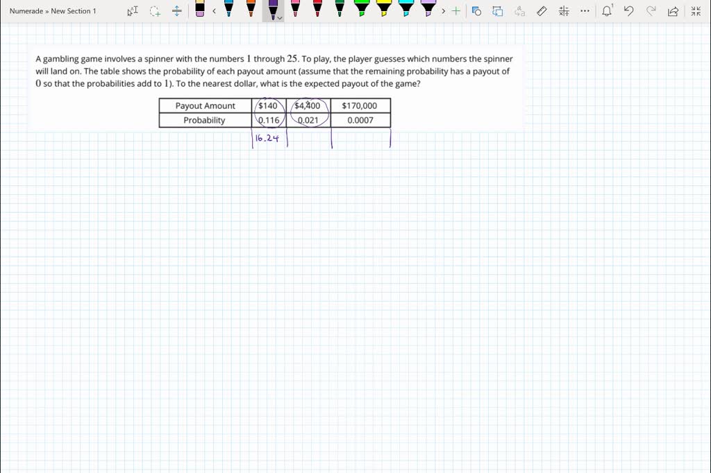 SOLVED A gambling game involves a spinner with the numbers through 25