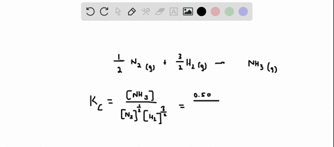 a-reaction-vessel-contains-nh3-n2-and-h2-at-equilibrium-at-a-certain-temperature-the-equilibrium-concentrations-are-n2096m-h2126m-nh3050m-calculate-the-equilibrium-constant-kc-if-the-reactio-87846